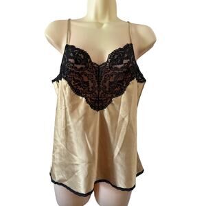 Vintage Vanity Fair Gold Lace Trimmed Camisole Top Size 36
